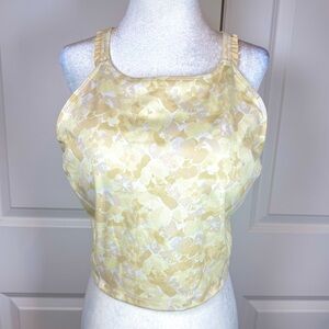 Body & Sol Longline Sports Bra Neutral Floral Racerback Stretch Yoga Top M